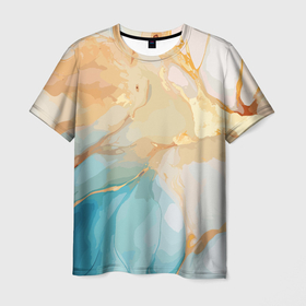 Мужская футболка 3D с принтом Янтарь и бирюза в Кировске, 100% полиэфир | прямой крой, круглый вырез горловины, длина до линии бедер | 