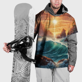 Накидка на куртку 3D с принтом Море в лучах солнца в Новосибирске, 100% полиэстер |  | 