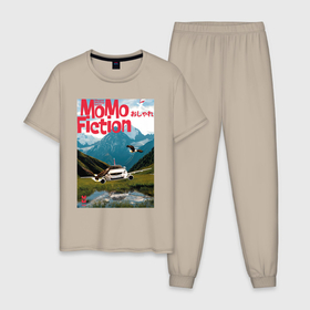 Мужская пижама хлопок с принтом MoMo   Lada Priora летит с орлами , 100% хлопок | брюки и футболка прямого кроя, без карманов, на брюках мягкая резинка на поясе и по низу штанин
 | 