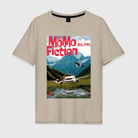 Мужская футболка хлопок Oversize с принтом MoMo   Lada Priora летит с орлами в Тюмени, 100% хлопок | свободный крой, круглый ворот, “спинка” длиннее передней части | 