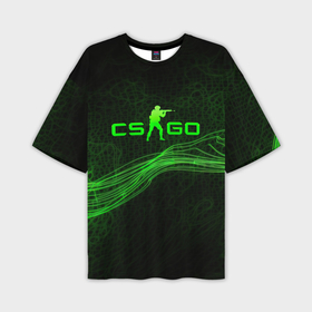 Мужская футболка oversize 3D с принтом CSGO green abstract в Белгороде,  |  | 