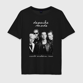 Мужская футболка хлопок Oversize с принтом Depeche Mode World Violation Tour Band в Новосибирске, 100% хлопок | свободный крой, круглый ворот, “спинка” длиннее передней части | Тематика изображения на принте: 