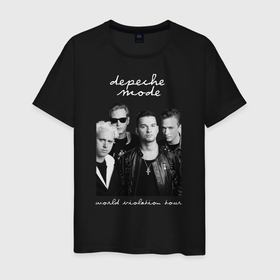 Мужская футболка хлопок с принтом Depeche Mode World Violation Tour Band в Петрозаводске, 100% хлопок | прямой крой, круглый вырез горловины, длина до линии бедер, слегка спущенное плечо. | 