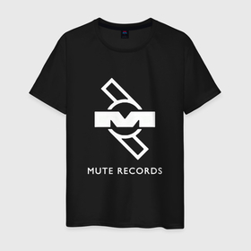 Мужская футболка хлопок с принтом Depeche Mode Mute Records Logo в Новосибирске, 100% хлопок | прямой крой, круглый вырез горловины, длина до линии бедер, слегка спущенное плечо. | 