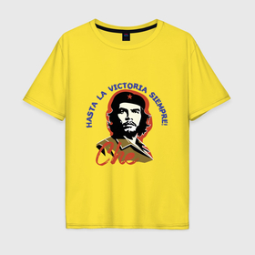 Мужская футболка хлопок Oversize с принтом Че Гевара   всегда вперёд к победе в Санкт-Петербурге, 100% хлопок | свободный крой, круглый ворот, “спинка” длиннее передней части | 
