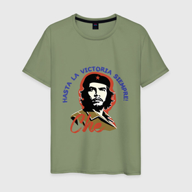 Мужская футболка хлопок с принтом Че Гевара   всегда вперёд к победе в Белгороде, 100% хлопок | прямой крой, круглый вырез горловины, длина до линии бедер, слегка спущенное плечо. | 