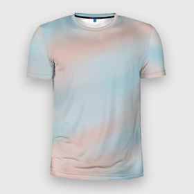 Мужская футболка 3D Slim с принтом Нежно розовые и голубые размытия в Тюмени, 100% полиэстер с улучшенными характеристиками | приталенный силуэт, круглая горловина, широкие плечи, сужается к линии бедра | 