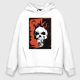 Мужское худи Oversize хлопок с принтом Punks skull в Курске, френч-терри — 70% хлопок, 30% полиэстер. Мягкий теплый начес внутри —100% хлопок | боковые карманы, эластичные манжеты и нижняя кромка, капюшон на магнитной кнопке | 