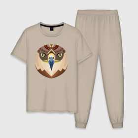 Мужская пижама хлопок с принтом Eagle bird в Петрозаводске, 100% хлопок | брюки и футболка прямого кроя, без карманов, на брюках мягкая резинка на поясе и по низу штанин
 | 