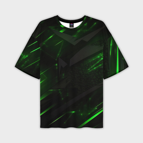 Мужская футболка oversize 3D с принтом Dark  black green abstract в Белгороде,  |  | 