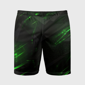 Мужские шорты спортивные с принтом Dark  black green abstract в Белгороде,  |  | 