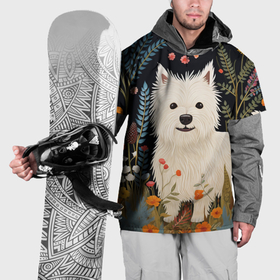 Накидка на куртку 3D с принтом Вест хайленд уайт терьер в стиле Фолк Арт в Петрозаводске, 100% полиэстер |  | Тематика изображения на принте: 