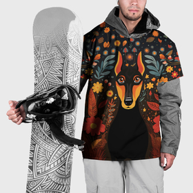 Накидка на куртку 3D с принтом Доберман в стиле Фолк Арт в Петрозаводске, 100% полиэстер |  | 