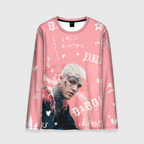 Мужской лонгслив 3D с принтом Lil Peep тату розовый в Тюмени, 100% полиэстер | длинные рукава, круглый вырез горловины, полуприлегающий силуэт | 