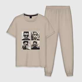 Мужская пижама хлопок с принтом Depeche Mode   Violator Live 01 в Белгороде, 100% хлопок | брюки и футболка прямого кроя, без карманов, на брюках мягкая резинка на поясе и по низу штанин
 | Тематика изображения на принте: 