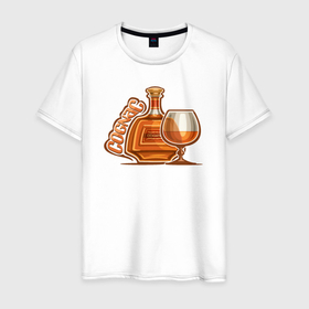Мужская футболка хлопок с принтом Коньяк в Санкт-Петербурге, 100% хлопок | прямой крой, круглый вырез горловины, длина до линии бедер, слегка спущенное плечо. | 