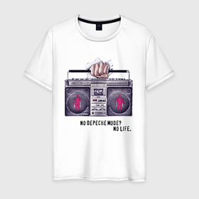 Мужская футболка хлопок с принтом Depeche Mode   No Life Design в Новосибирске, 100% хлопок | прямой крой, круглый вырез горловины, длина до линии бедер, слегка спущенное плечо. | 