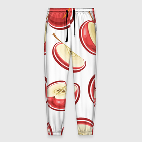 Мужские брюки 3D с принтом Красные яблочки в Тюмени, 100% полиэстер | манжеты по низу, эластичный пояс регулируется шнурком, по бокам два кармана без застежек, внутренняя часть кармана из мелкой сетки | Тематика изображения на принте: 