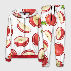 Мужской костюм 3D с принтом Красные яблочки в Тюмени, 100% полиэстер | Манжеты и пояс оформлены тканевой резинкой, двухслойный капюшон со шнурком для регулировки, карманы спереди | Тематика изображения на принте: 