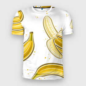 Мужская футболка 3D Slim с принтом Sweety banana в Санкт-Петербурге, 100% полиэстер с улучшенными характеристиками | приталенный силуэт, круглая горловина, широкие плечи, сужается к линии бедра | 