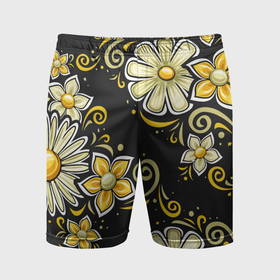 Мужские шорты спортивные с принтом Chamomile flowers ,  |  | Тематика изображения на принте: 