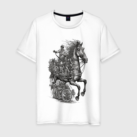 Мужская футболка хлопок с принтом Конь педальный в Новосибирске, 100% хлопок | прямой крой, круглый вырез горловины, длина до линии бедер, слегка спущенное плечо. | 