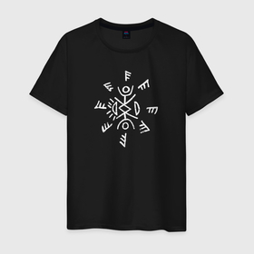 Мужская футболка хлопок с принтом Извне   оберег в Петрозаводске, 100% хлопок | прямой крой, круглый вырез горловины, длина до линии бедер, слегка спущенное плечо. | 