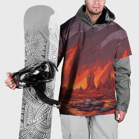 Накидка на куртку 3D с принтом Адский огонь в Тюмени, 100% полиэстер |  | 