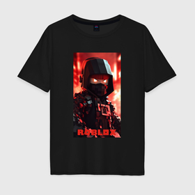 Мужская футболка хлопок Oversize с принтом Roblox fire ninja в Тюмени, 100% хлопок | свободный крой, круглый ворот, “спинка” длиннее передней части | Тематика изображения на принте: 