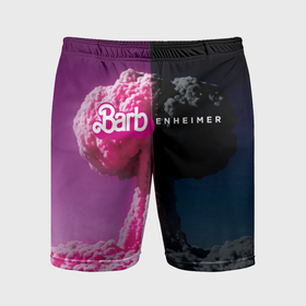 Мужские шорты спортивные с принтом Barbenheimer   meme   nuclear explosion в Петрозаводске,  |  | 
