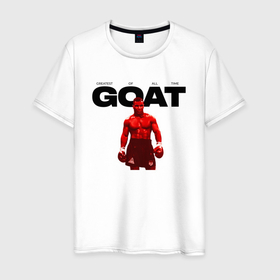 Мужская футболка хлопок с принтом GOAT   Mike Tyson в Екатеринбурге, 100% хлопок | прямой крой, круглый вырез горловины, длина до линии бедер, слегка спущенное плечо. | 