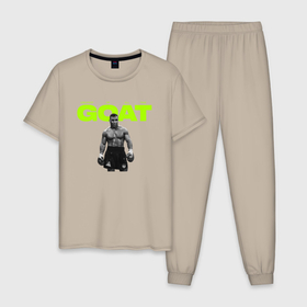 Мужская пижама хлопок с принтом Мерч Майка Тайсона в Петрозаводске, 100% хлопок | брюки и футболка прямого кроя, без карманов, на брюках мягкая резинка на поясе и по низу штанин
 | 