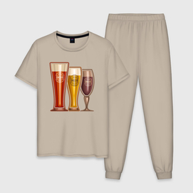 Мужская пижама хлопок с принтом Пенное пиво в Курске, 100% хлопок | брюки и футболка прямого кроя, без карманов, на брюках мягкая резинка на поясе и по низу штанин
 | Тематика изображения на принте: 