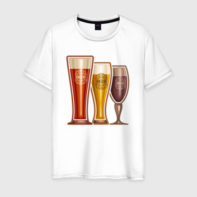 Мужская футболка хлопок с принтом Пенное пиво в Курске, 100% хлопок | прямой крой, круглый вырез горловины, длина до линии бедер, слегка спущенное плечо. | 
