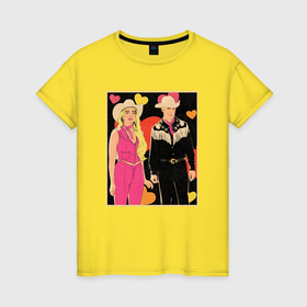 Женская футболка хлопок с принтом Ковбои Барби и Кен в Кировске, 100% хлопок | прямой крой, круглый вырез горловины, длина до линии бедер, слегка спущенное плечо | 