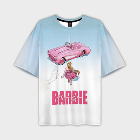 Мужская футболка oversize 3D с принтом Барби на дороге в Санкт-Петербурге,  |  | 