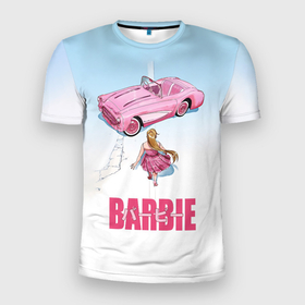 Мужская футболка 3D Slim с принтом Барби на дороге в Тюмени, 100% полиэстер с улучшенными характеристиками | приталенный силуэт, круглая горловина, широкие плечи, сужается к линии бедра | 