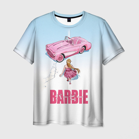 Мужская футболка 3D с принтом Барби на дороге в Санкт-Петербурге, 100% полиэфир | прямой крой, круглый вырез горловины, длина до линии бедер | Тематика изображения на принте: 