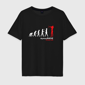 Мужская футболка хлопок Oversize с принтом Depeche Mode   Evolution Modes в Курске, 100% хлопок | свободный крой, круглый ворот, “спинка” длиннее передней части | 