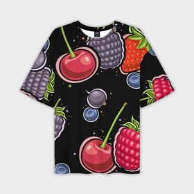 Мужская футболка oversize 3D с принтом Плоды и ягоды в Кировске,  |  | 