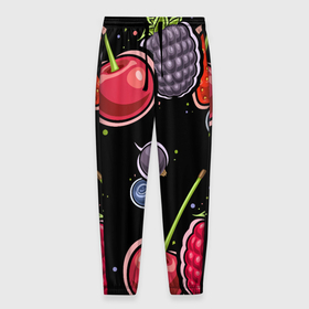 Мужские брюки 3D с принтом Плоды и ягоды в Кировске, 100% полиэстер | манжеты по низу, эластичный пояс регулируется шнурком, по бокам два кармана без застежек, внутренняя часть кармана из мелкой сетки | 