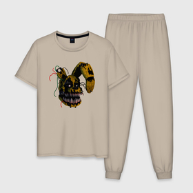 Мужская пижама хлопок с принтом Золотой Бонни тёмный в Кировске, 100% хлопок | брюки и футболка прямого кроя, без карманов, на брюках мягкая резинка на поясе и по низу штанин
 | 