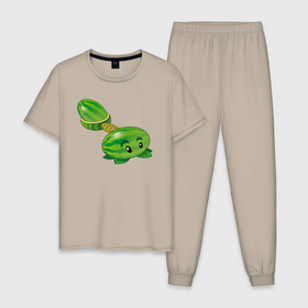Мужская пижама хлопок с принтом Арбузик в Курске, 100% хлопок | брюки и футболка прямого кроя, без карманов, на брюках мягкая резинка на поясе и по низу штанин
 | 