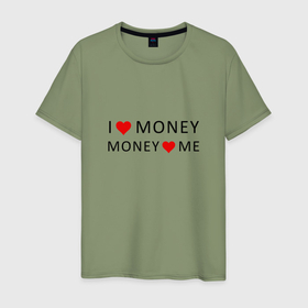 Мужская футболка хлопок с принтом Надпись Я люблю деньги деньги любят меня , 100% хлопок | прямой крой, круглый вырез горловины, длина до линии бедер, слегка спущенное плечо. | 