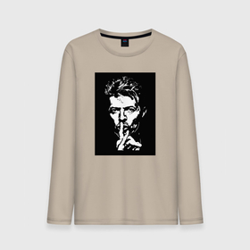 Мужской лонгслив хлопок с принтом David Bowie   Silence в Тюмени, 100% хлопок |  | Тематика изображения на принте: 