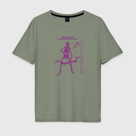 Мужская футболка хлопок Oversize с принтом Знак зодиака стрелец скелет в Кировске, 100% хлопок | свободный крой, круглый ворот, “спинка” длиннее передней части | 