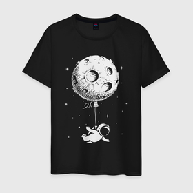 Мужская футболка хлопок с принтом Moon balloon в Курске, 100% хлопок | прямой крой, круглый вырез горловины, длина до линии бедер, слегка спущенное плечо. | 
