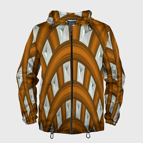 Мужская ветровка 3D с принтом Деревянные своды , 100% полиэстер | подол и капюшон оформлены резинкой с фиксаторами, два кармана без застежек по бокам, один потайной карман на груди | 