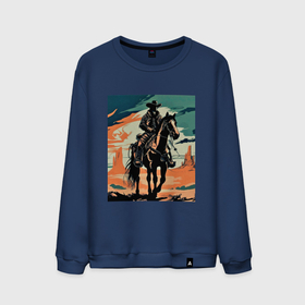 Мужской свитшот хлопок с принтом Ковбой на лошади , 100% хлопок |  | Тематика изображения на принте: 