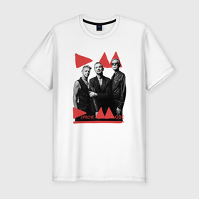 Мужская футболка хлопок Slim с принтом Depeche Mode   Delra Machine Band в Санкт-Петербурге, 92% хлопок, 8% лайкра | приталенный силуэт, круглый вырез ворота, длина до линии бедра, короткий рукав | 